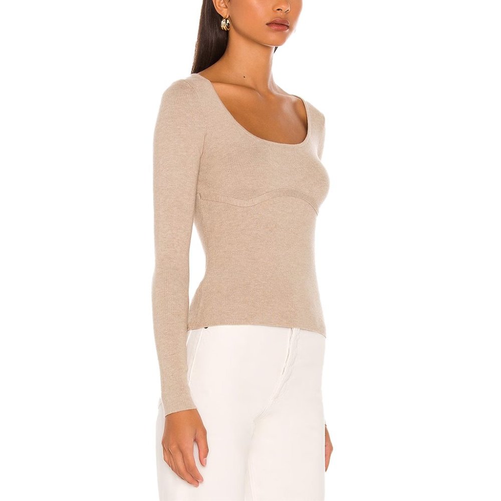 Line & Dot Long Sleeve Sweater, Sand, Small